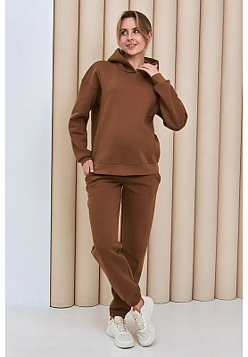 Теплый спортивный костюм для беременных и кормящих Kikoo К365-31 Кофе