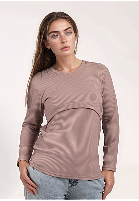 Лонгслив для беременных и кормления Kikoo К365-41 Бежевый