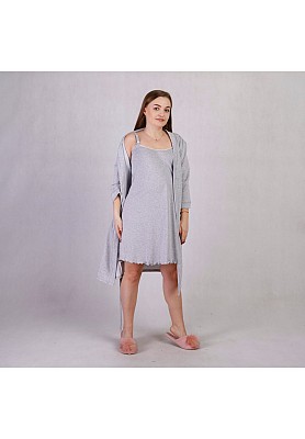 Теплый Халат и Ночная рубашка для беременных и кормящих Comfort  К365-66 Серый