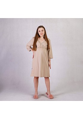 Ночная рубашка на байке для беременных и кормящих  К365-99 Бежевый